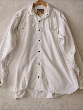 Schaefer Outfitter Mens Shirt Black Pearl Snap Cowboy Western Durable 2XL White